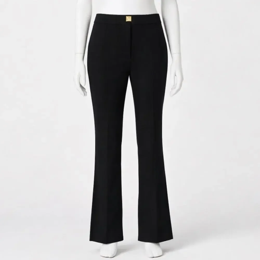 KATE SPADE New York Black Tailored Pants Gold Pyramid Button Back Pockets Size 0